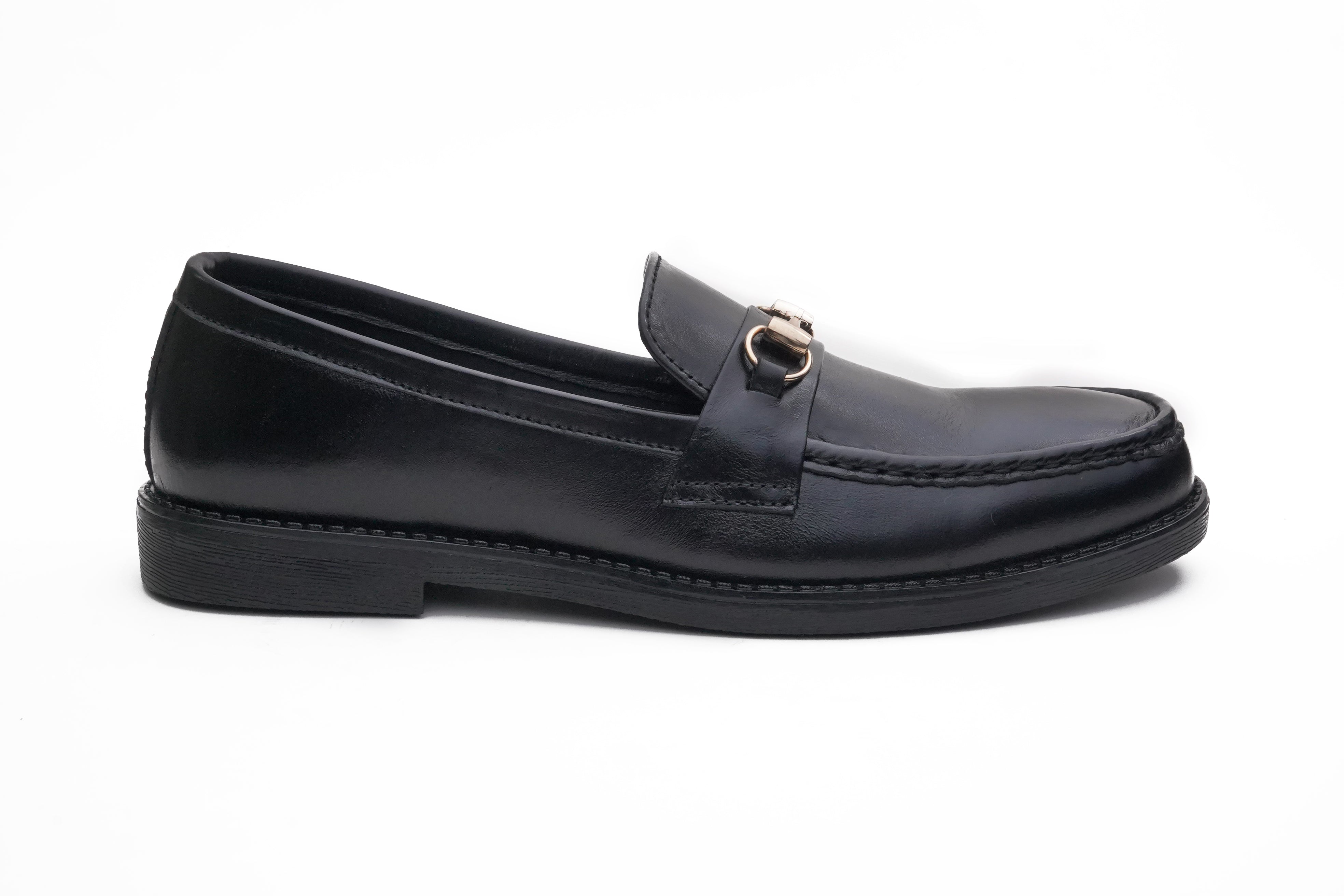 Black Leather Horsebit Loafer DH-1301