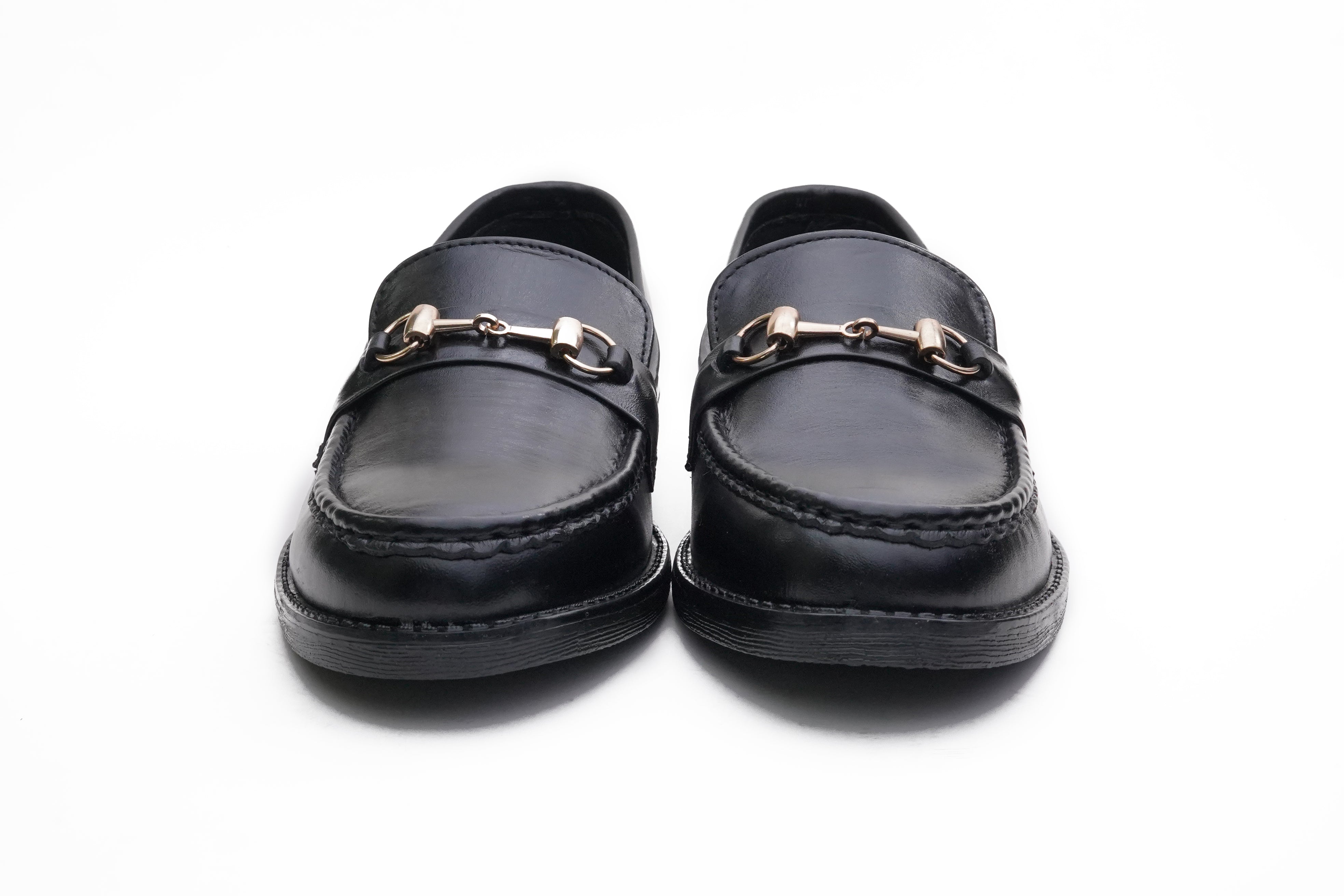 Black Leather Horsebit Loafer DH-1301