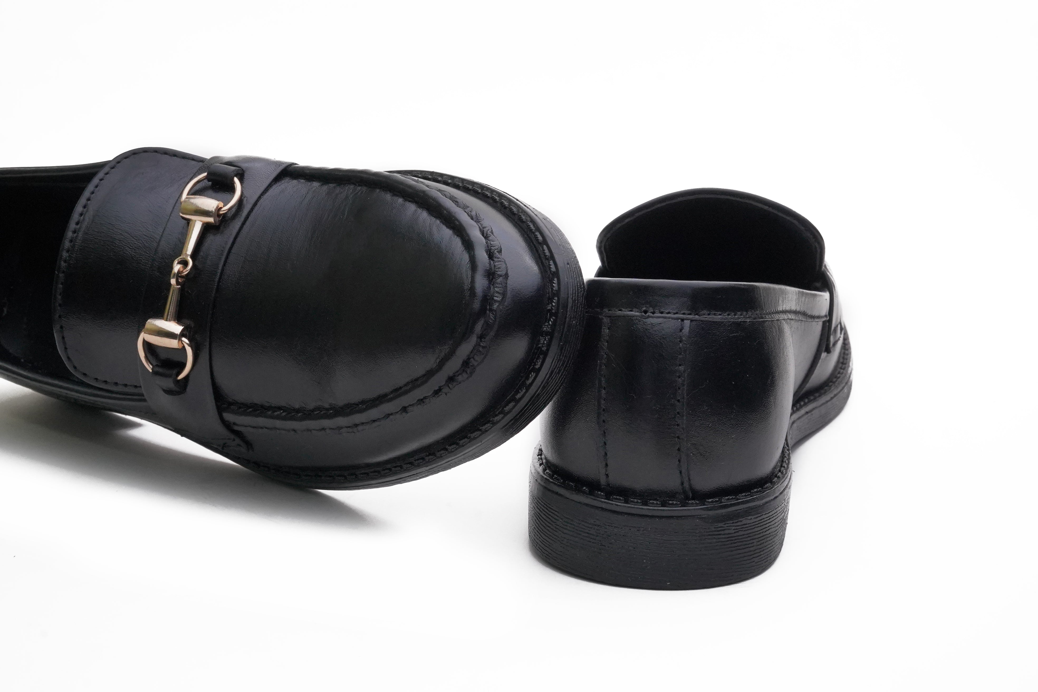 Black Leather Horsebit Loafer DH-1301