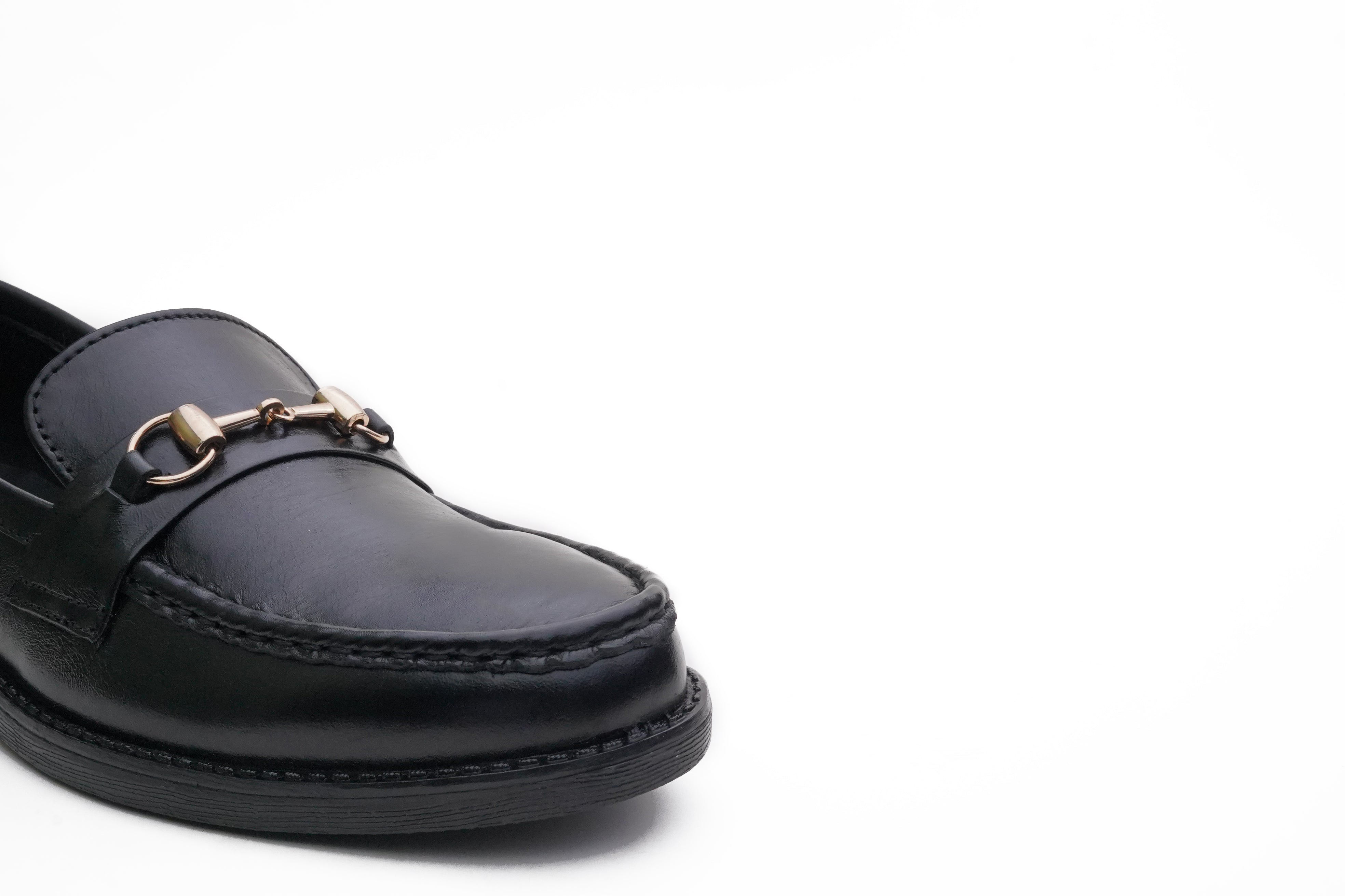 Black Leather Horsebit Loafer DH-1301