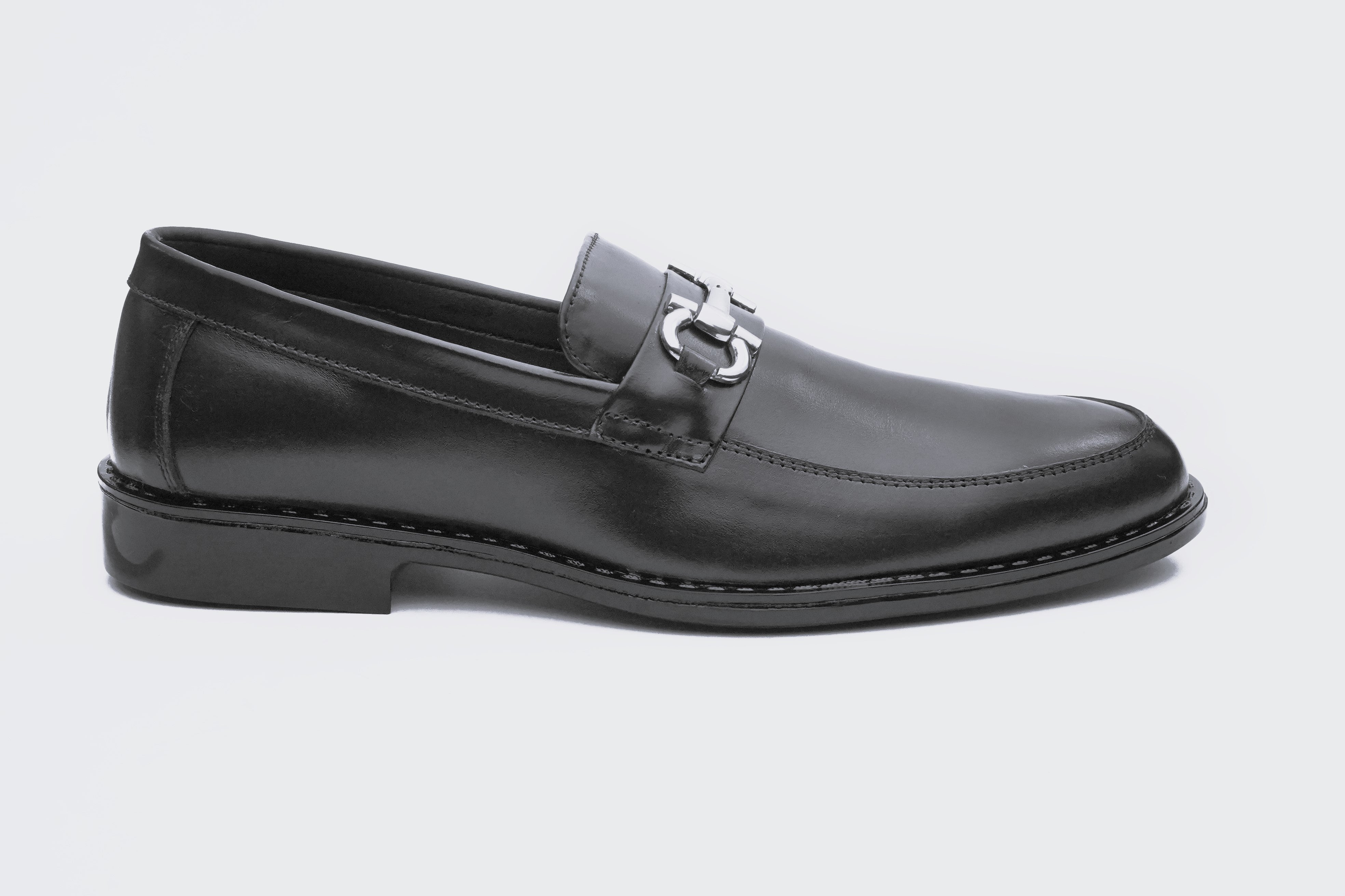 Black Leather Horsebit Loafer DH-1002