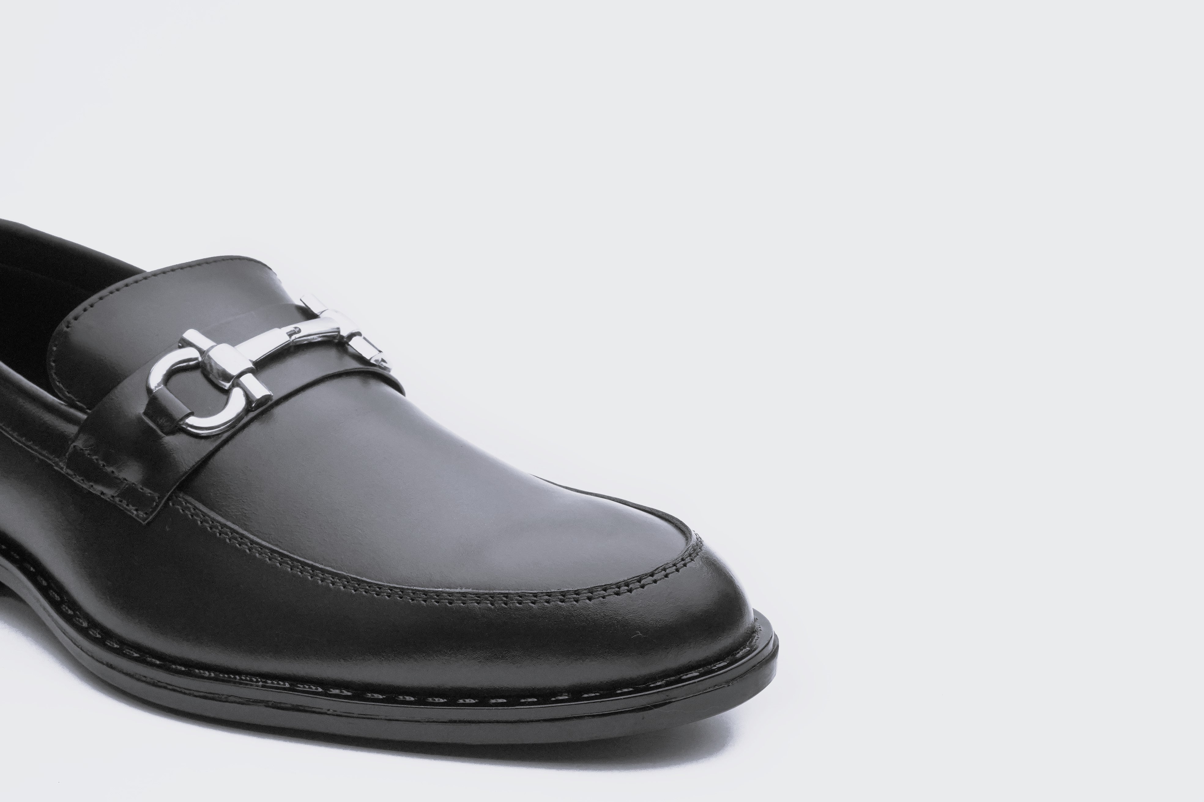 Black Leather Horsebit Loafer DH-1002