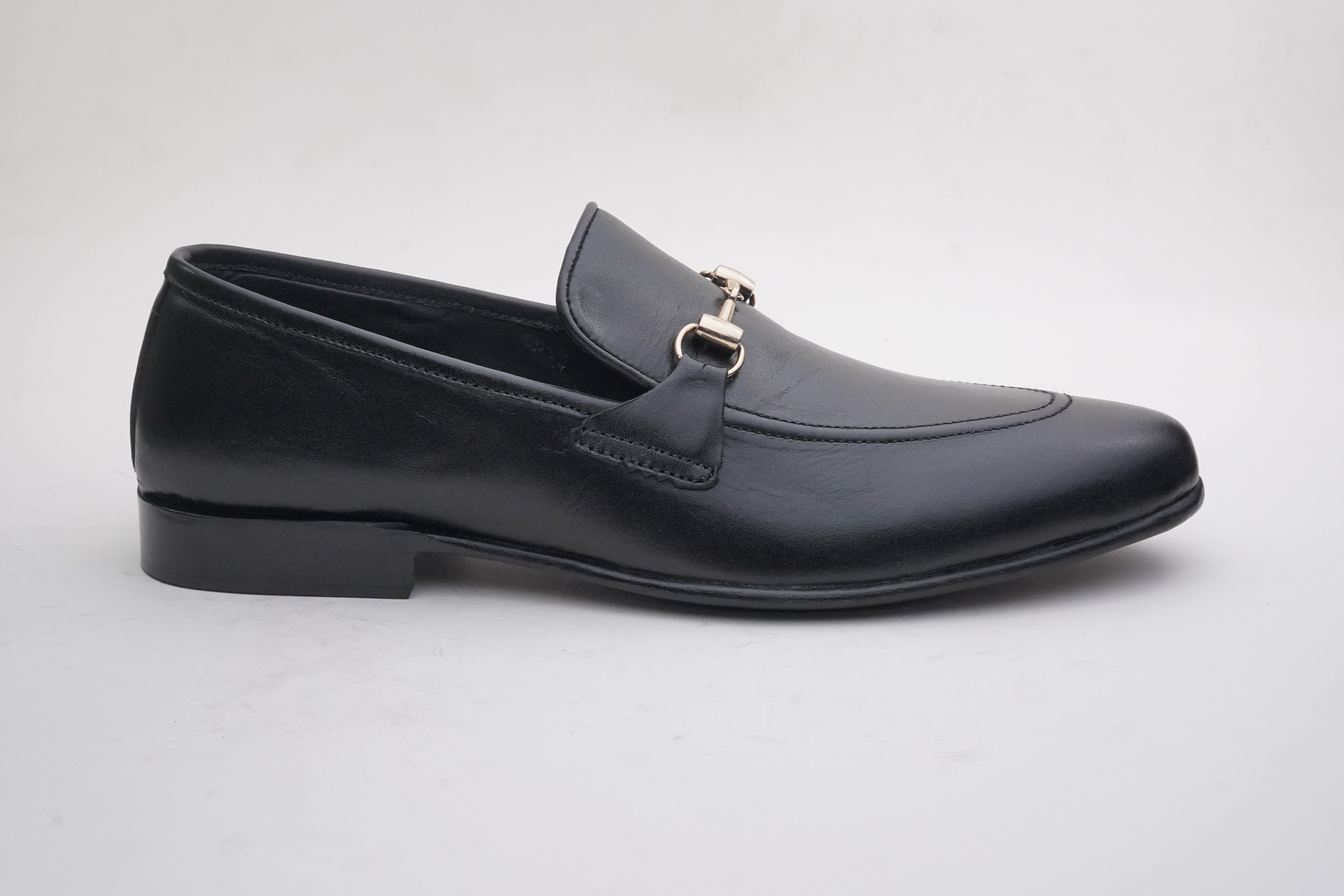 Black Leather Horsebit Loafer DH-09