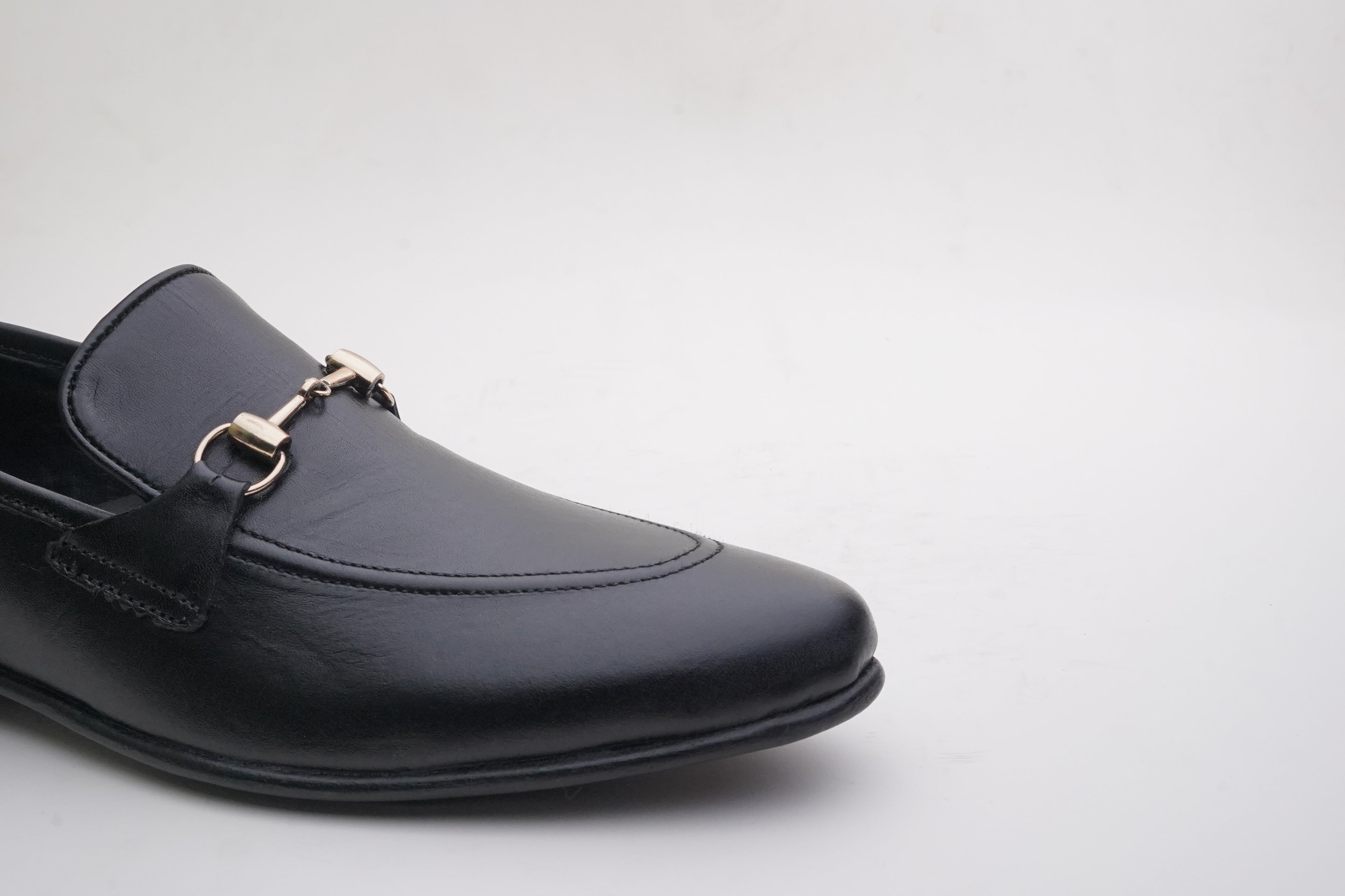 Black Leather Horsebit Loafer DH-09