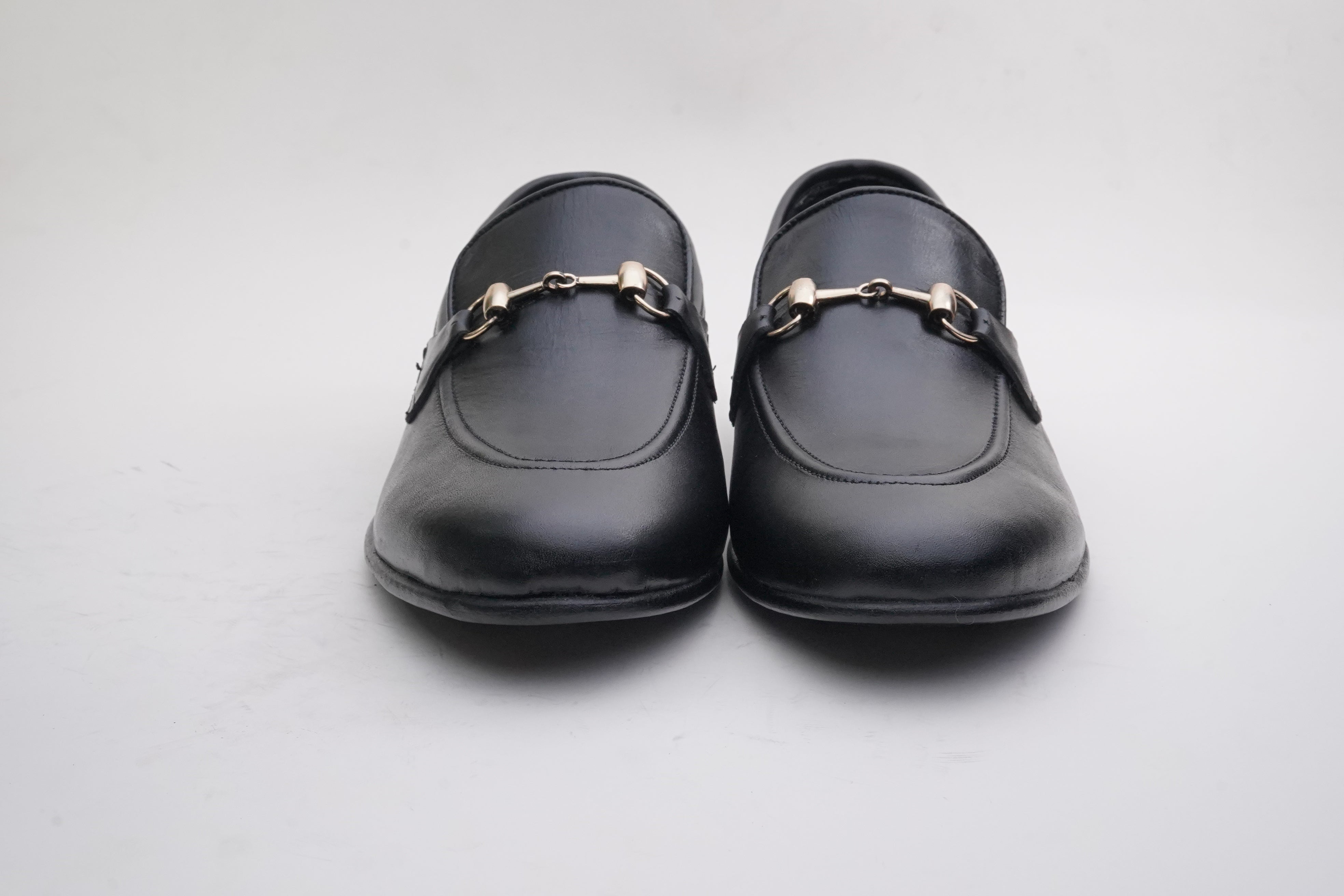 Black Leather Horsebit Loafer DH-09