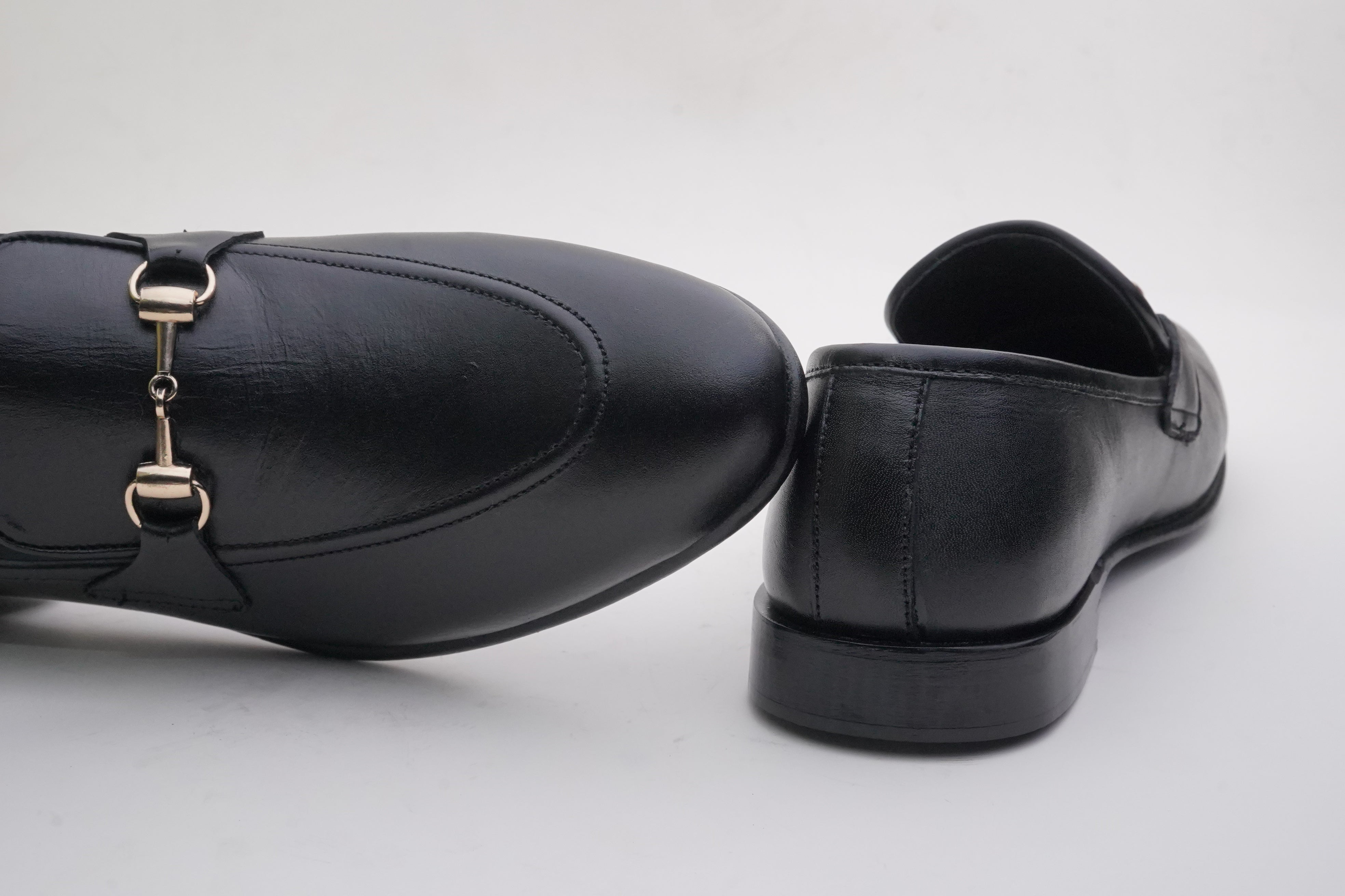 Black Leather Horsebit Loafer DH-09