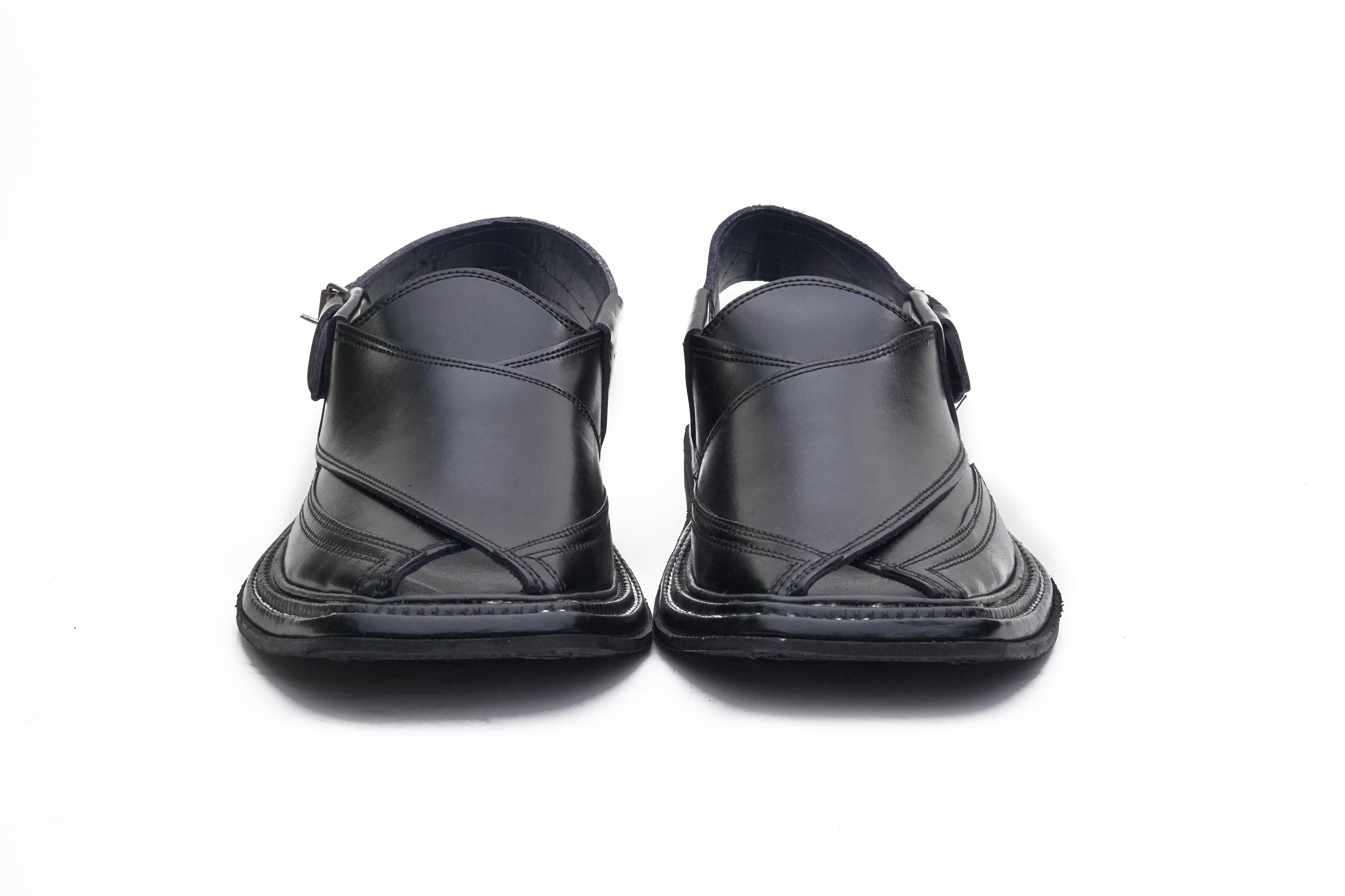 Leather Peshawari Tripple Sole Chappal Black