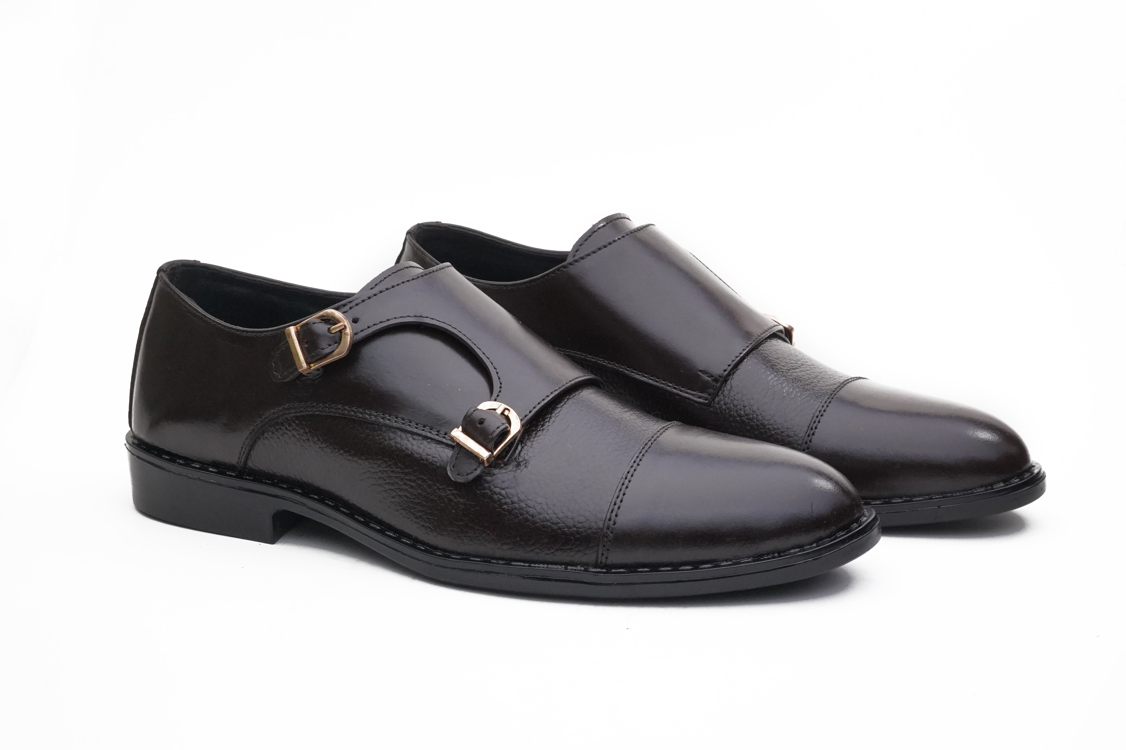 Black Leather Double Monk Strap DMS-1101