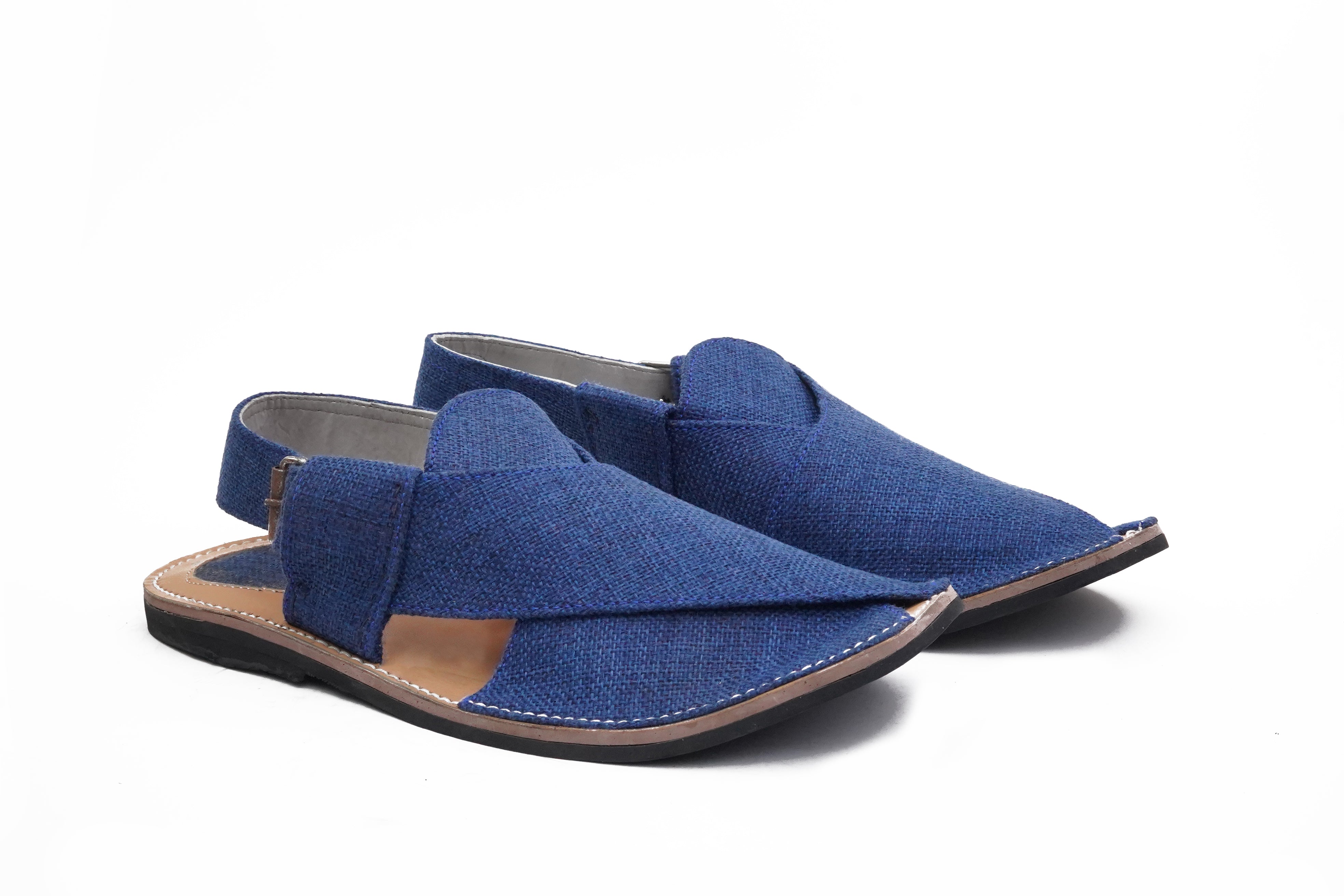 Leather Blue Peshawari Chappal