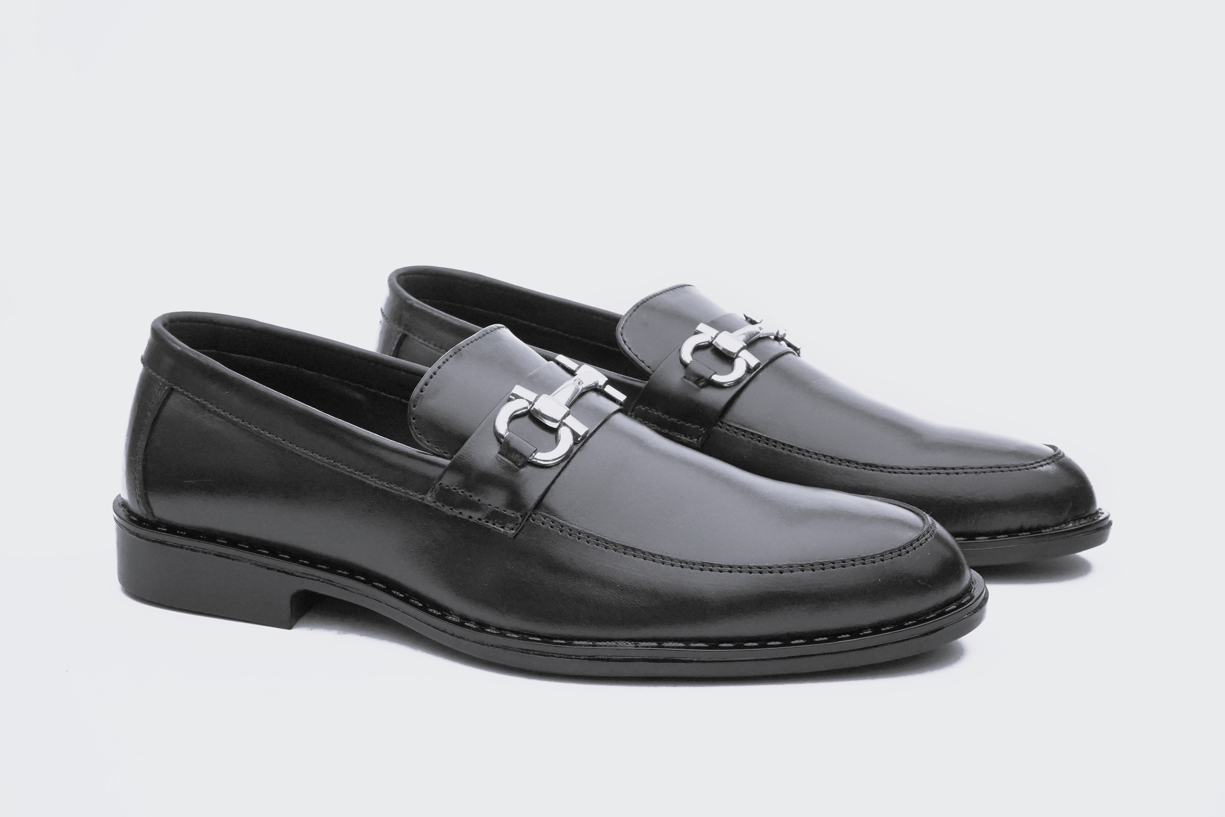 Black Leather Horsebit Loafer DH-1002
